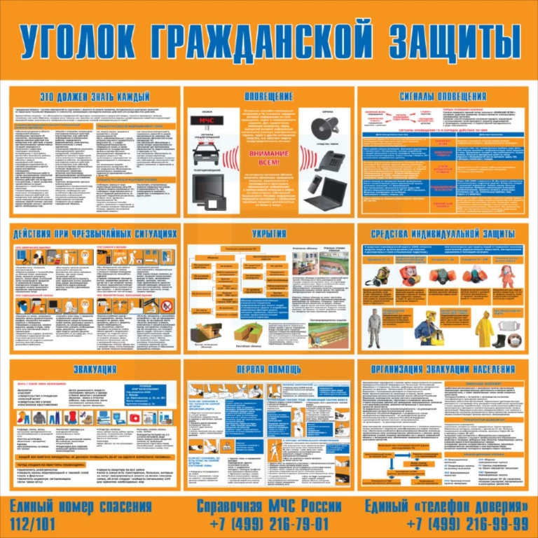 Стенд Уголок гражданской защиты Пленка 1000*1000